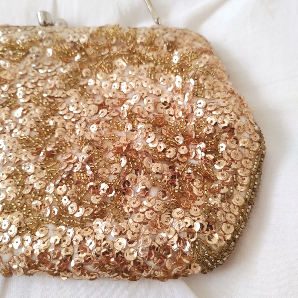 Vintage Gold Sequin Clutch Wristlet - Picture 3 of 11